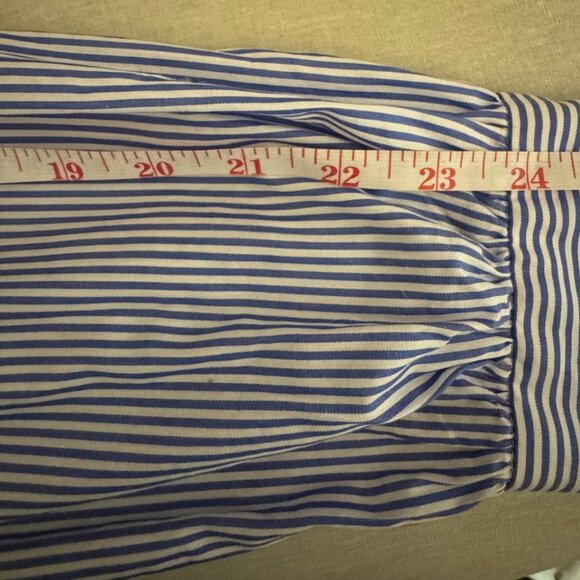 New With Tags Zara Ruffle button down long sleeve in blue with white stripes - Picture 16 of 16